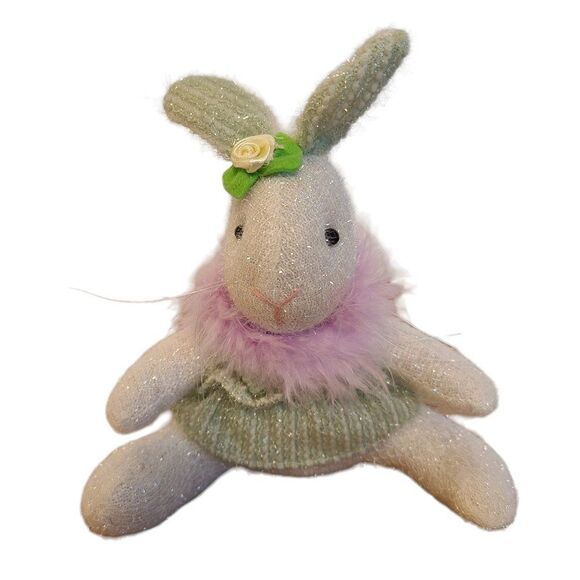Berkeley Designs Bunny Rabbit Stuffed Animal Plush With Metallic Thread Vintage - Picture 1 of 16